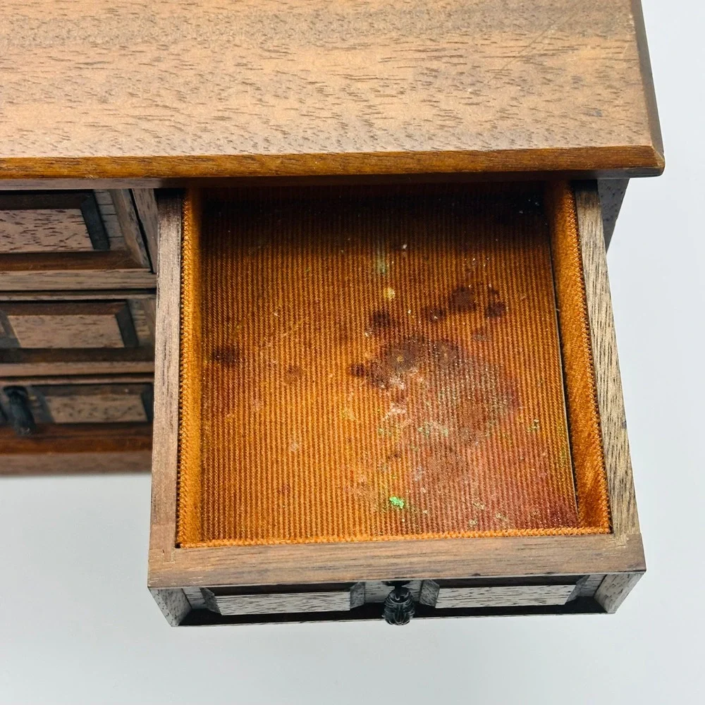 Mele Vintage Wooden 7 Drawer Jewelry Box Dresser Case Japan